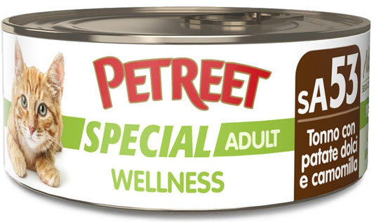 Petreet Wellness Tonno Con Patate Camomilla Cibo Umido Gatto Adulto Barattolo 70g