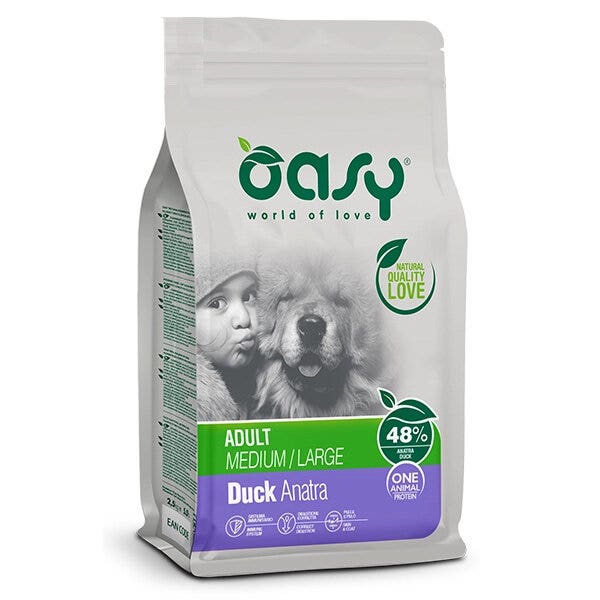 Oasy One Animal Protein Adult Medium & Large con Anatra Per Cani Adulti 2.5kg
