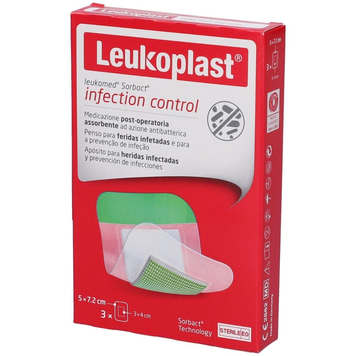 Leukomed Sorbact Medicazione 5x7,2 cm 3 Pezzi
