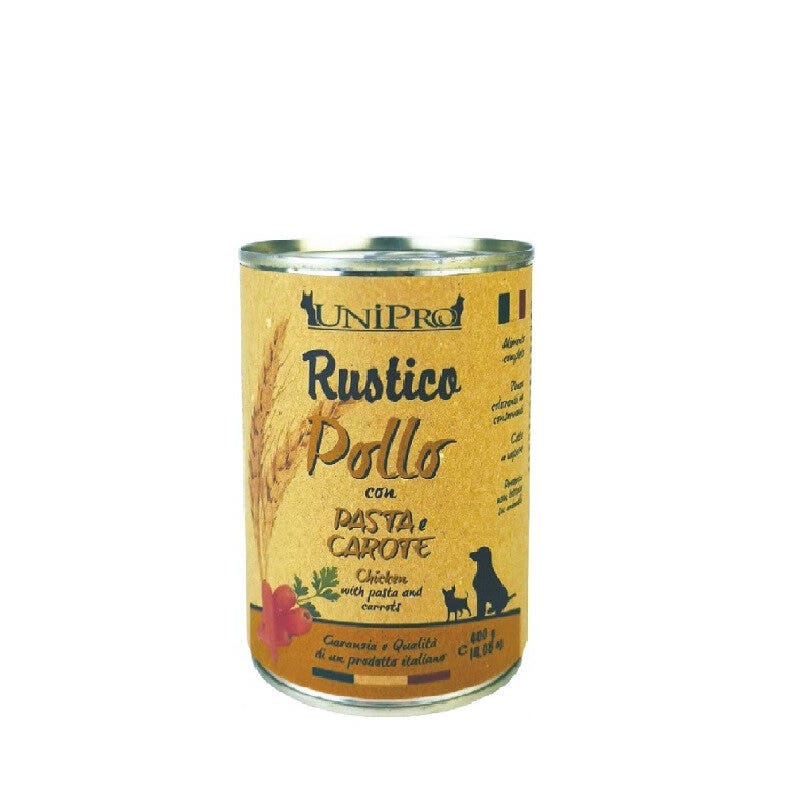 Unipro Rustico Pollo Con Pasta E Carote Cibo Umido Per Cani 400g