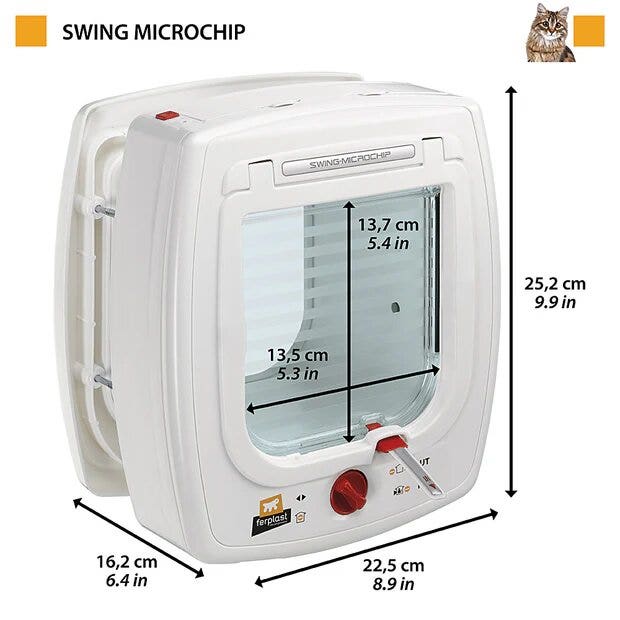 Swing Microchip Portina Per Gatti Con Sistema D'apertura A Microchip Colore Bianco