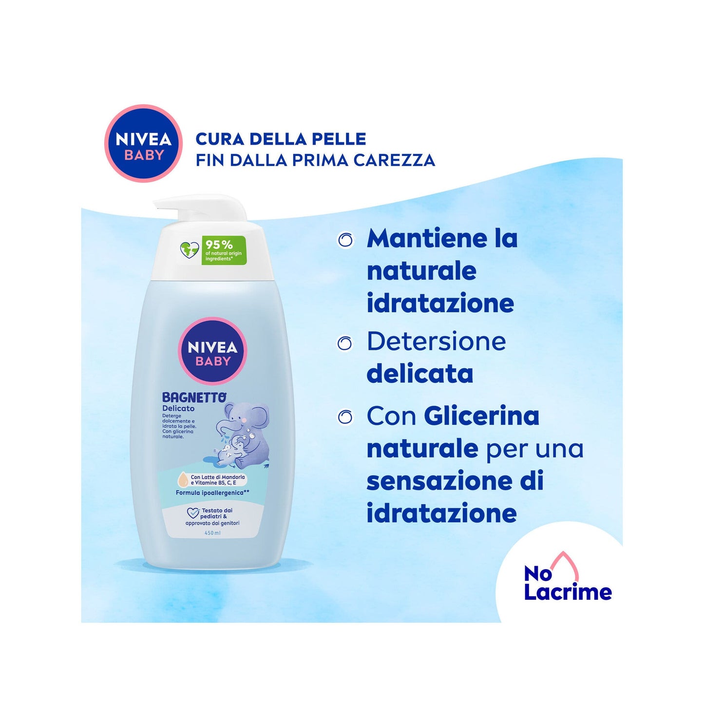Nivea Baby Bagnetto Delicato Detergente Neonato Per Una Detersione Delicata E Idratante 450ml