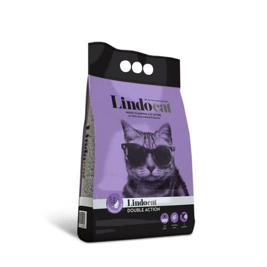 Lindocat Double Action Lettiera Per Gatti Agglomerante Bianca Profumo di Lavanda 10L