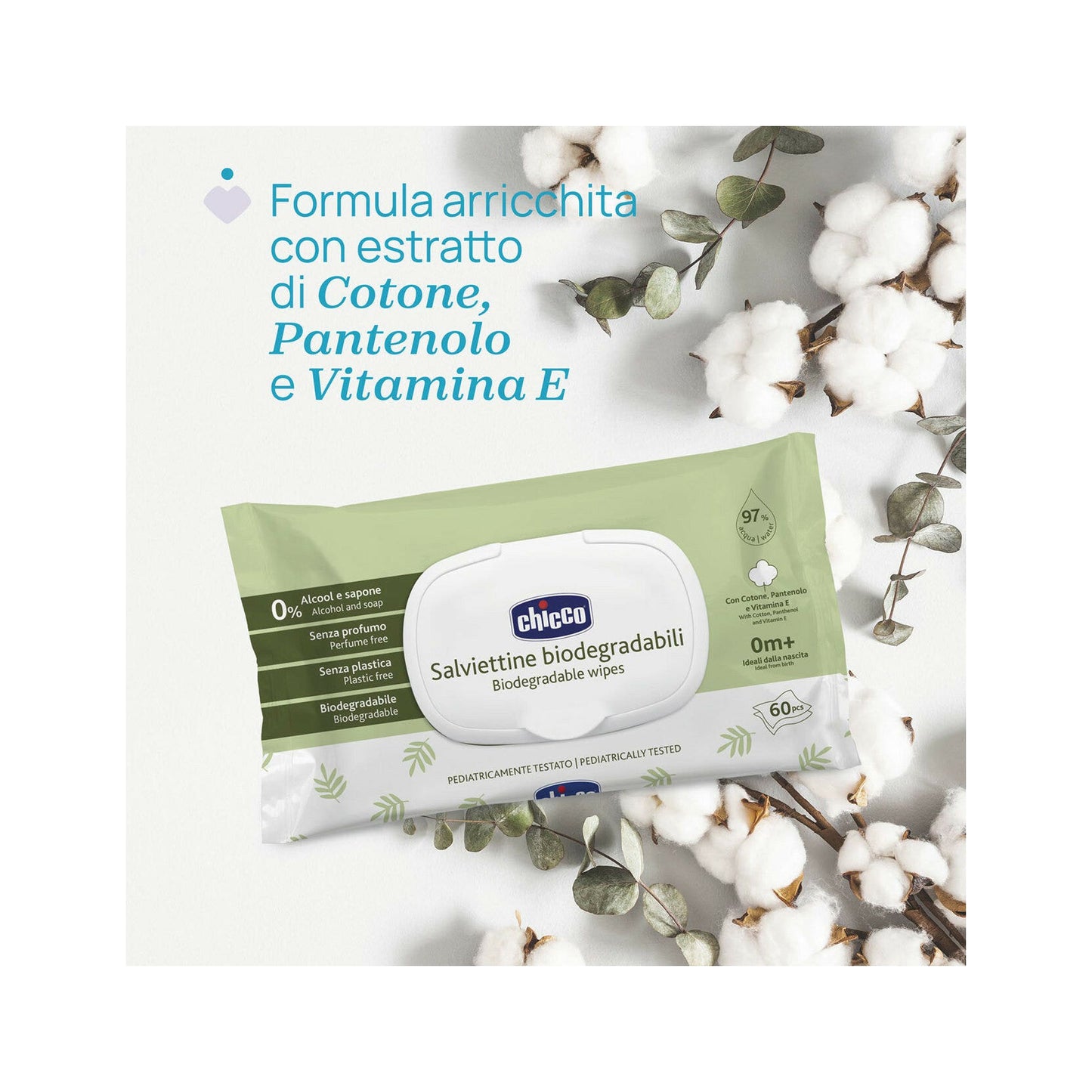 Chicco Salviettine Biodegradabili 60 Pezzi