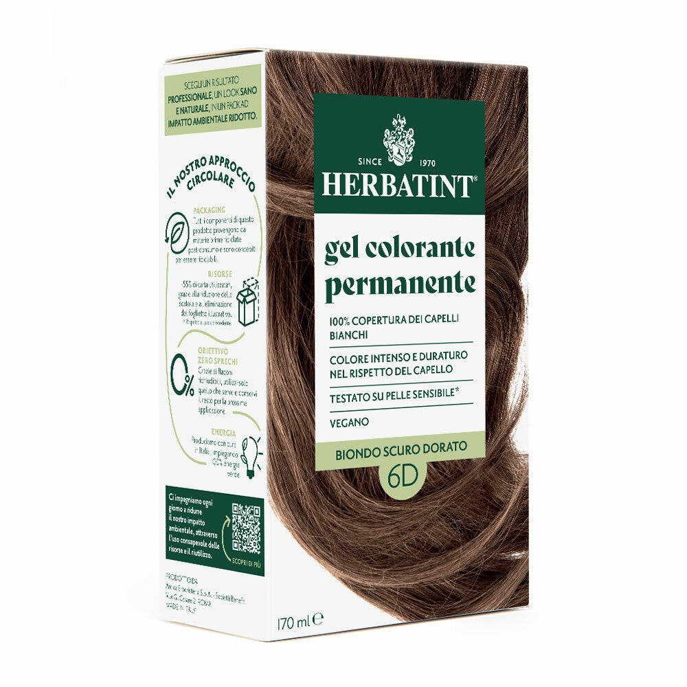 Herbatint Tintura Per Capelli Gel Permanente 6D Biondo Scuro Dorato 170ml