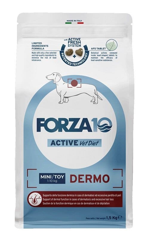 Forza10 Active Vet Diet Dermo Crocchette Pesce Per Cani Adulti Taglia Mini 1,5kg