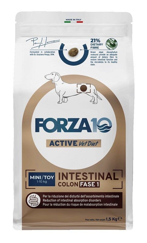 Forza10 Active Vet Diet Intestinal Colon Fase 1 Crocchette Pesce Per Cani Adulti 1,5kg