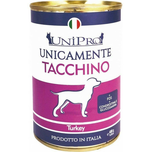 Unipro Unicamente Tacchino Cibo Umido Cani Adulti Barattolo 400g
