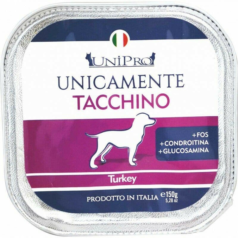 Unipro Unicamente Tacchino Cibo Umido Per Cani Adulti Vaschetta 150g