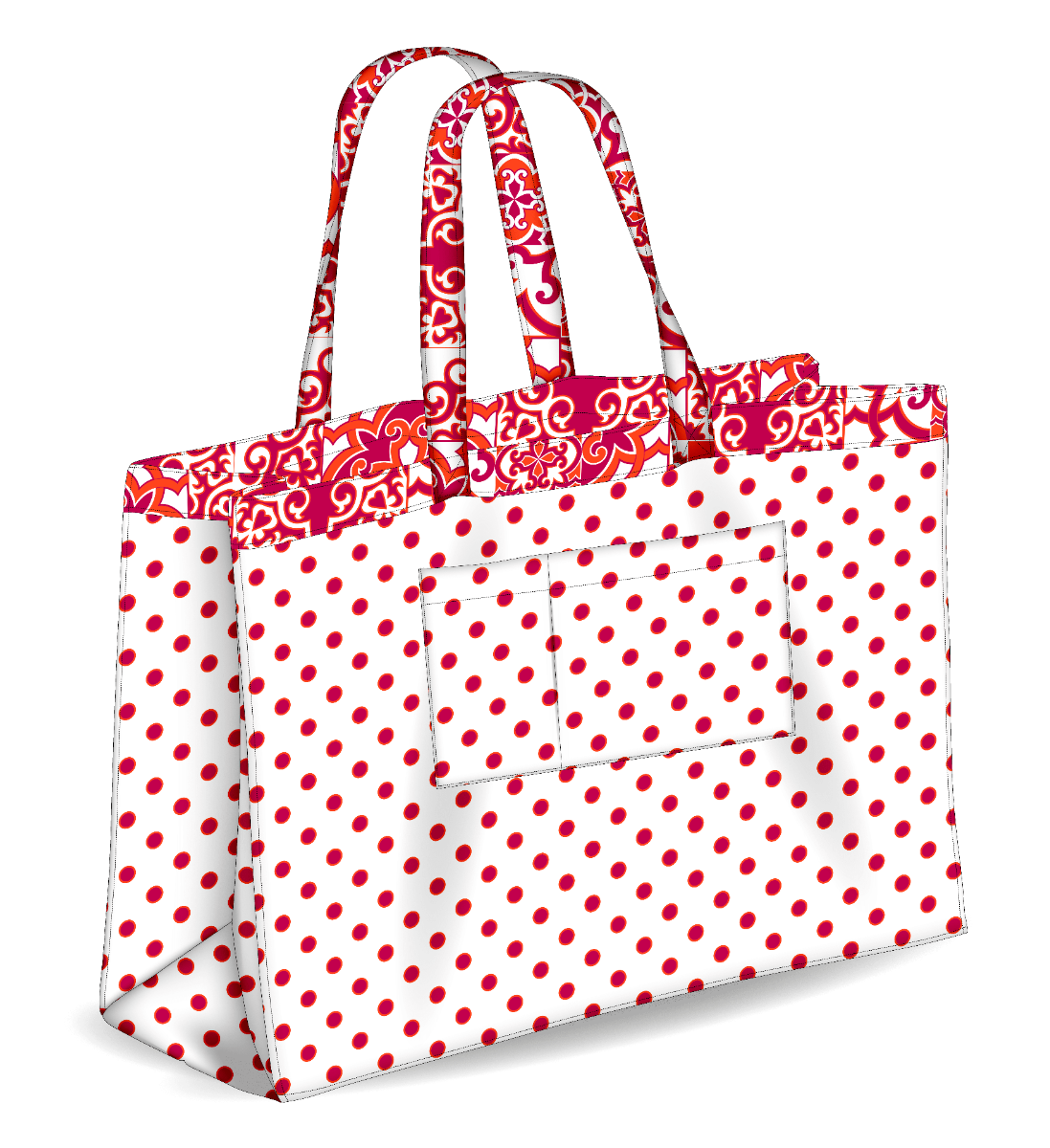 Colors Tote Borsa Mare Reversibile Colore Rosso