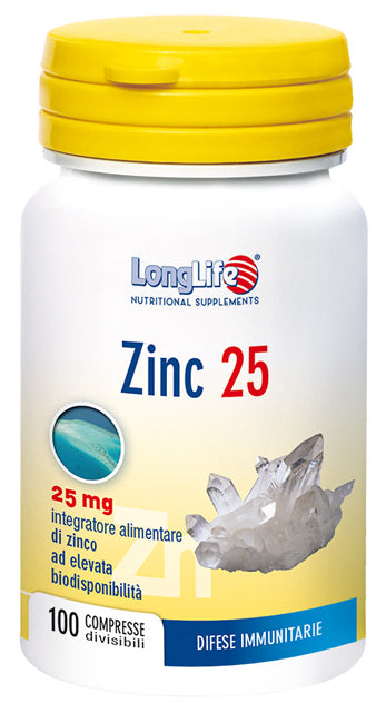 Longlife Zinc 25mg 100cpr