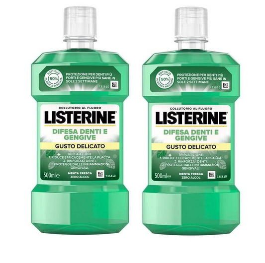Listerine Difesa Denti e Gengive Gusto Delicato Pacco Doppio 2X500ml