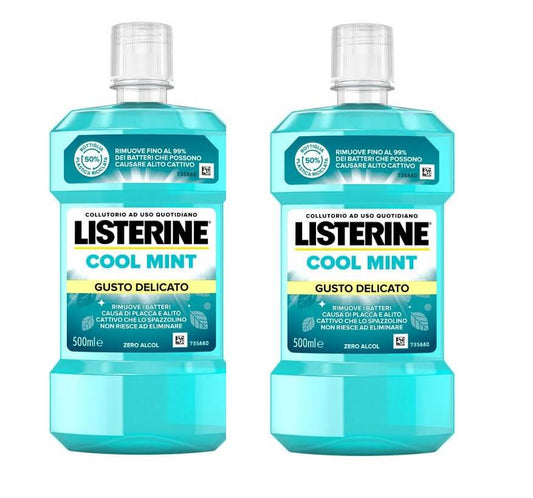 Listerine Cool Mint Zero Alcol Pacco Doppio 2x500ml Gusto Delicato