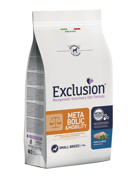 Exclusion Monoprotein Veterinary Diet Formula Mobility Cibo Secco Maiale E Riso Per Cani Taglia Piccola 2kg