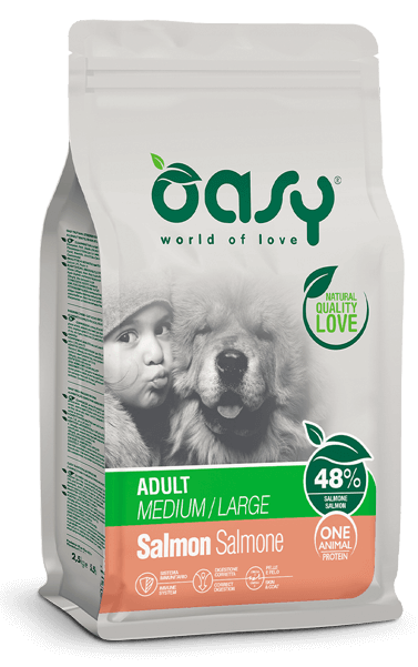 Oasy Dry Monoproteico Crocchette Al Salmone Cani Adulti Taglia Media/Grande Sacco 2,5kg