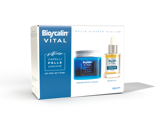 Bioscalin Vital Capelli Pelle Unghie 60 Compresse + Siero Rigenerante Viso 30ml