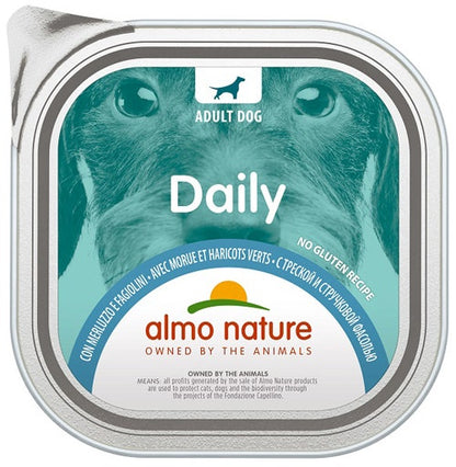 Almo Nature Daily Menu Cibo Umido Merluzzo E Fagiolini Cani Adulti Vaschetta 300g