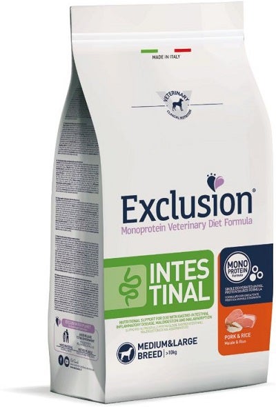 Exclusion Monoprotein Veterinary Diet Formula Intestinal Crocchette Pollo/Riso Per Cani Taglia Media/Grande Sacco 2kg