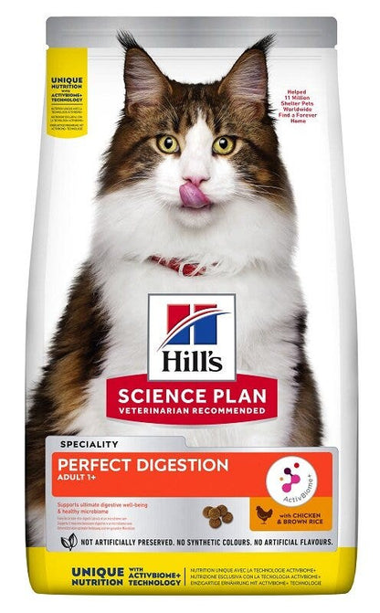 Hill's Science Plan Perfect Digestion Adult 1+ Chicken & Brown Rice Cibo Secco Per Gatti 7kg