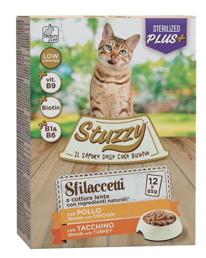 Stuzzy Sfilaccetti Con Pollo/Tacchino Cibo Umido Gatti Adulti Multipack 12x85g