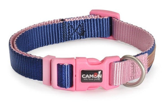 Camon Collare Regolabile Double Premium Blu/Rosa Per Cani Cuccioli 15x300cm/400mm