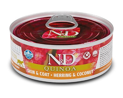 Farmina Natural & Delicious Quinoa Skin & Coat Aringa E Cocco Per Gatti Adulti 80g