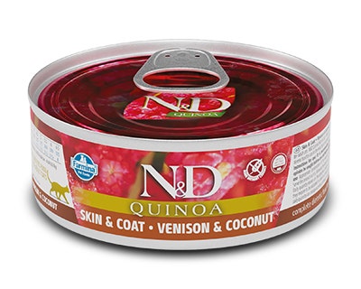 Farmina Natural & Delicious Quinoa Skin & Coat Cervo E Cocco Per Gatti Adulti 80g