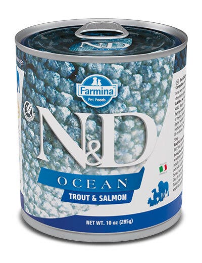Farmina Natural & Delicious Ocean Con Trota E Salmone Per Cani Adulti 285g