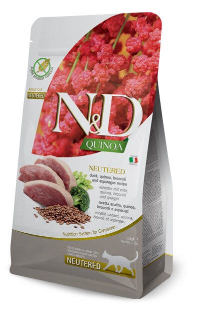 Farmina Natural & Delicious Quinoa Neutered Anatra Broccoli Asparagi Grain Free Per Gatti Adulti 5kg
