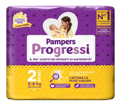 Pampers Progressi Taglia 2 Mini (3-6 kg) 28 Pezzi