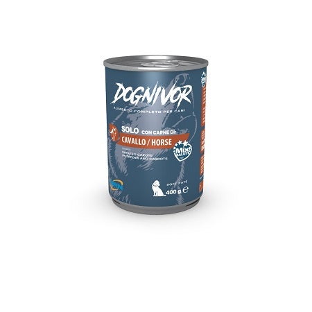 Drn Dognivor Cibo Umido Con Cavallo Patate e Carote Per Cani Adulti Scatoletta 400g