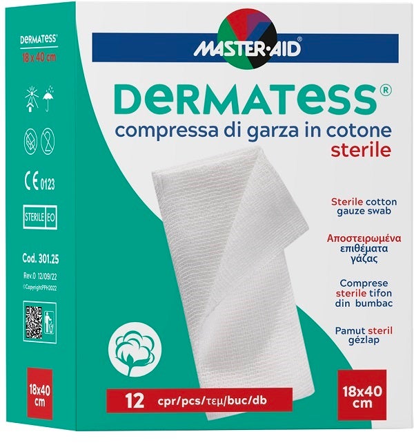Master Aid Dermatess Garze Cotone 18x40 12 Pezzi