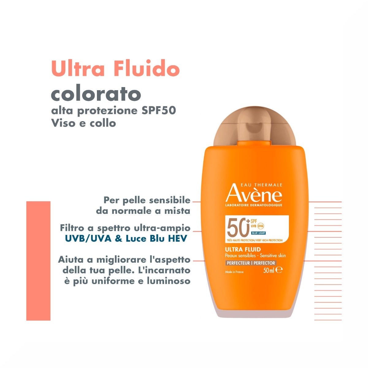 Eau Thermale Avène Ultra-Fluid Perfezionatore Protezione Molto Alta 50ml SPF50+