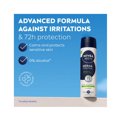 Nivea Men Derma Control Sensitive Deodorante Antitraspirante Spray 72H 150ml
