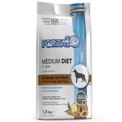 Forza10 Medium Diet Crocchette Al Cavallo E Piselli Per Cani Taglia Media Sacco 1,5kg