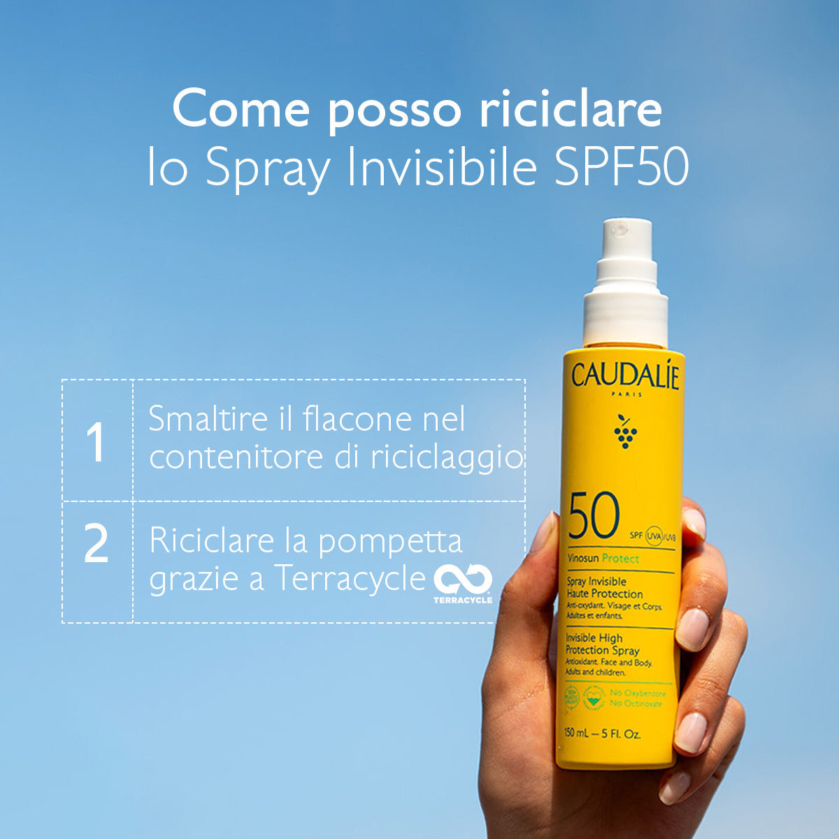 Caudalie Vinosun Protect Spray Invisibile ad Alta Protezione SPF50 150ml