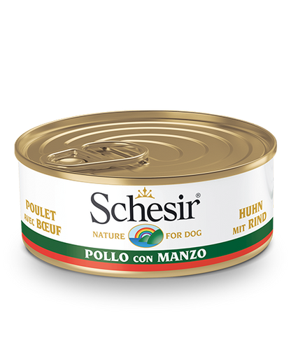 Schesir Pollo Con Manzo Cibo Umido Cani Adulti Lattina 150 g