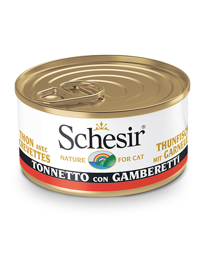 Schesir Tonnetto Con Gamberetti Lattina Cibo Umido Gatto Adulto 85 g
