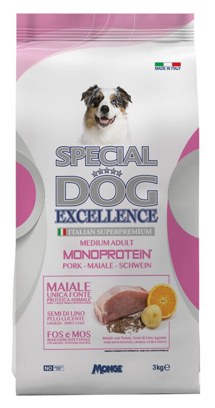 Special Dog Excellence Monoproteico Cibo Secco Maiale E Patate Per Cani Adulti Taglia Media 3kg