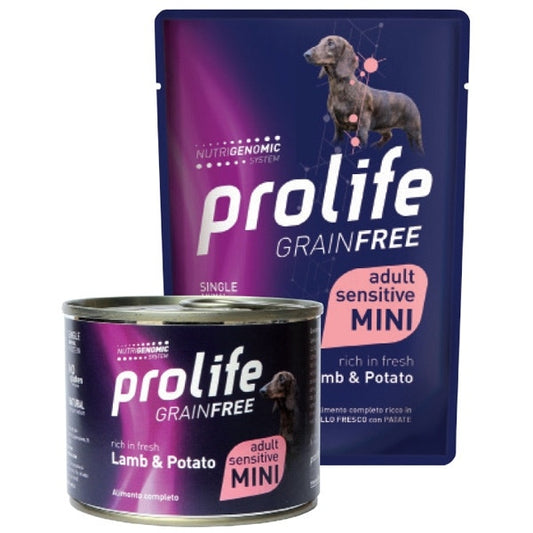 Prolife Grain Free Agnello Fresco Con Patate Cibo Umido Per Cani Adulti Taglia Mini Lattina 200g