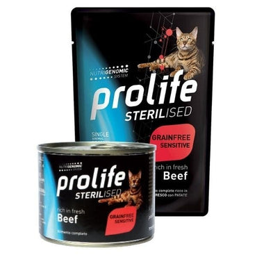 Prolife Sterilised Manzo Fresco E Patate Cibo Umido Per Gatti Adulti Lattina 200g