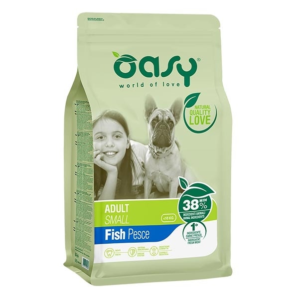 Oasy Dry Adult Crocchette con Pesce Per Cani Adulti Taglia Piccola Sacco 3 kg