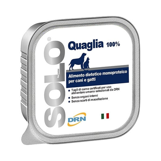 Drn Solo Quaglia Alimento Dietetico Monoproteico Umido Cani/Gatti 300g