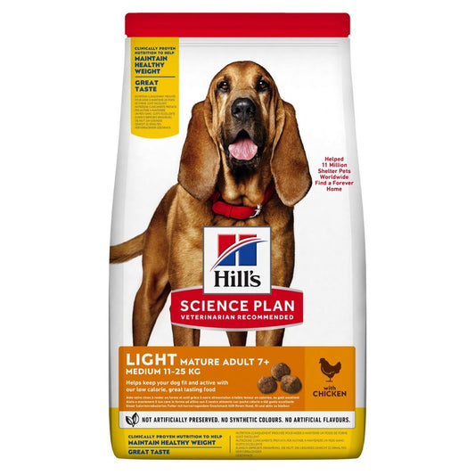 Hill's Science Plan Light Mature 7+ Anni Crocchette Pollo Per Cani Di Taglia Media Sacco 12kg