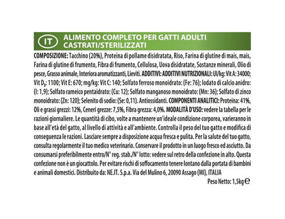 Purina Pro Plan Sterilised Gatto Crocchette Tacchino Sacco 1,5kg