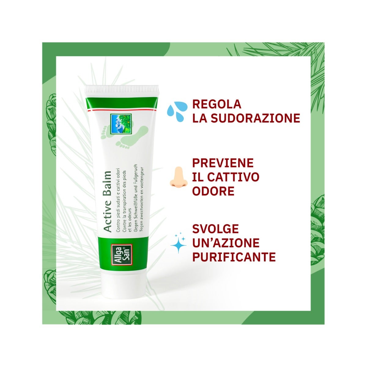 AllgaSan Active Balm Per Piedi Sudati Contro Cattivo Odore 50ml