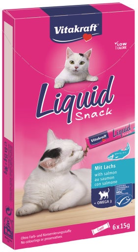 Vitakraft Liquid Snack Gusto Salmone Con Omega 3 Per Gatti Adulti Bustine 6x15g