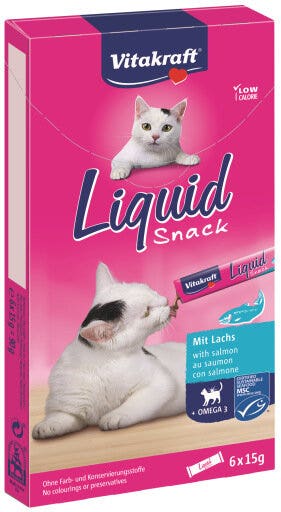 Vitakraft Liquid Snack Gusto Salmone Con Omega 3 Per Gatti Adulti Bustine 6x15g