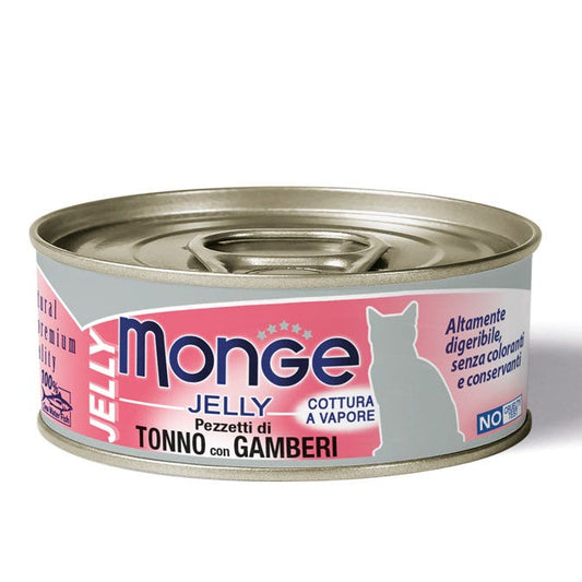 Monge Jelly Pezzetti Di Tonno Del Pacifico E Gamberi Cibo Umido Per Gatti Adulti 80g