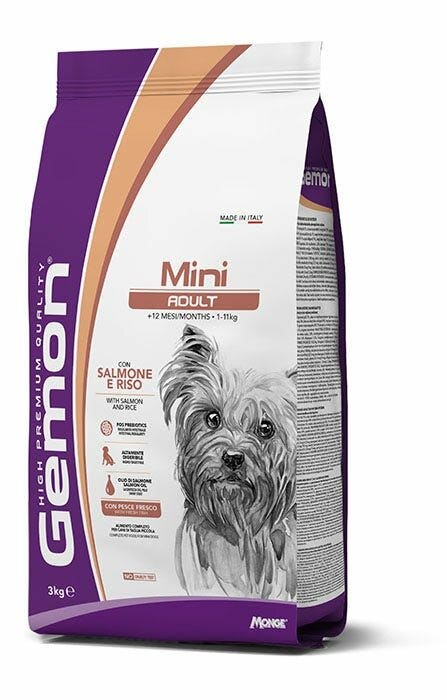 Gemon Mini Adult Salmone e Riso Cibo Secco Cani Adulti Taglia Mini Sacco 3kg
